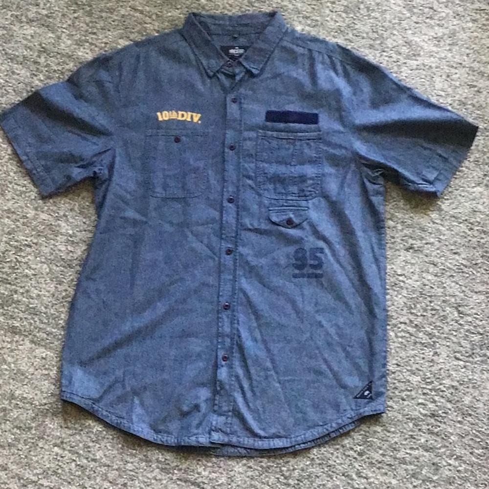 Mens button up jean shirt.